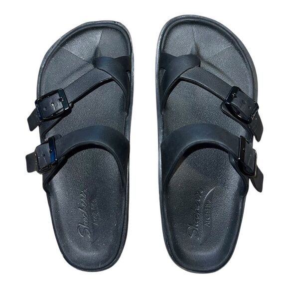 Skechers Women's Foamies Arch Fit Cali Breeze Gold Star Sandals Black 5M EUC - Picture 8 of 9